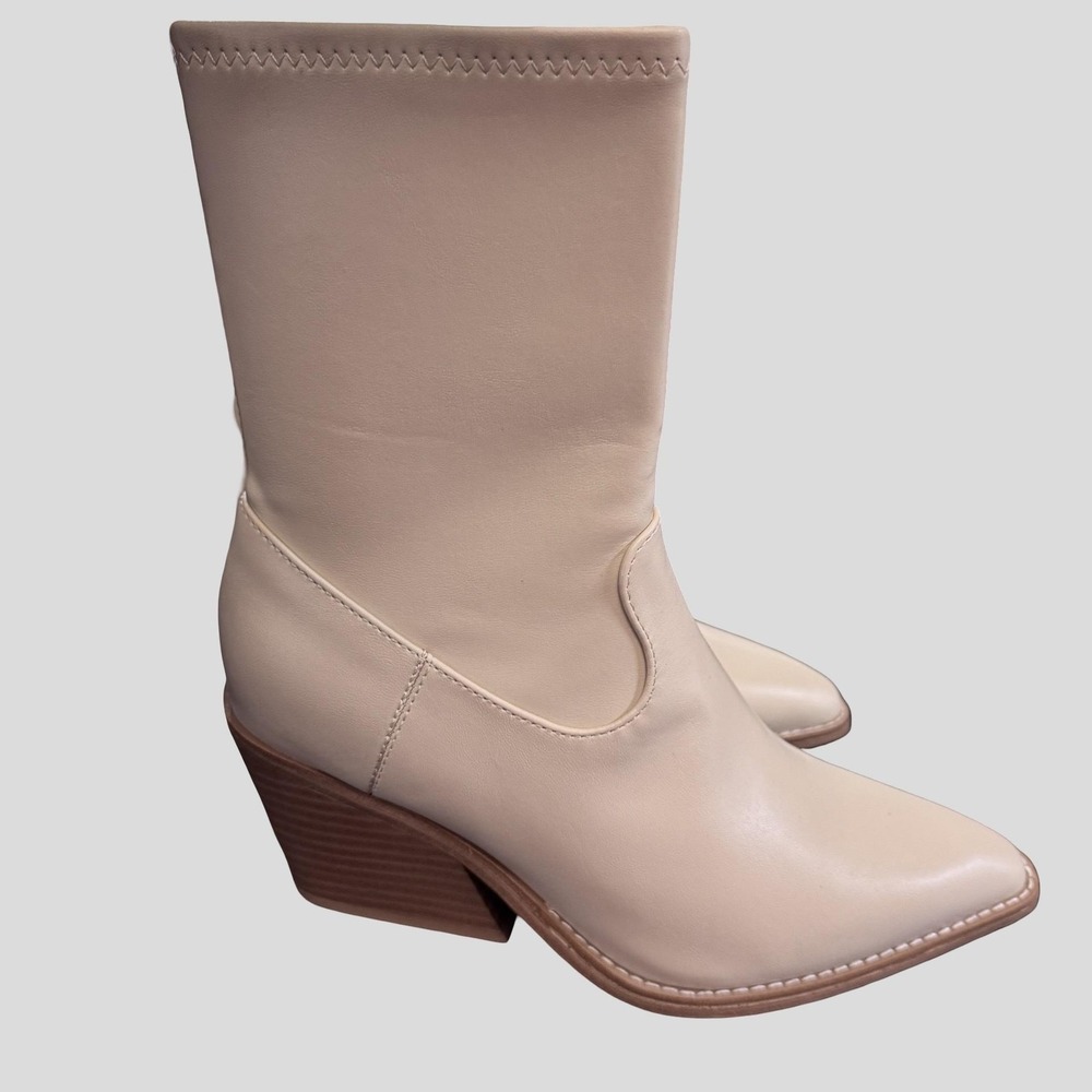 Universal Thread Western Boots Womens Sz 6 Off White Pointed‎ Toe Side Zip NEW